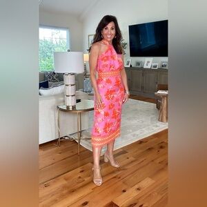 ANTONIO MELANI Pink and Orange Floral Dress